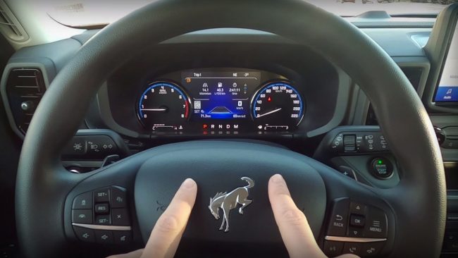 Steering wheel buttons and Cluster in the 2021 Ford Bronco Sport Badlands Steering wheel buttons and Cluster in the 2021 Ford Bronco Sport Badlands
