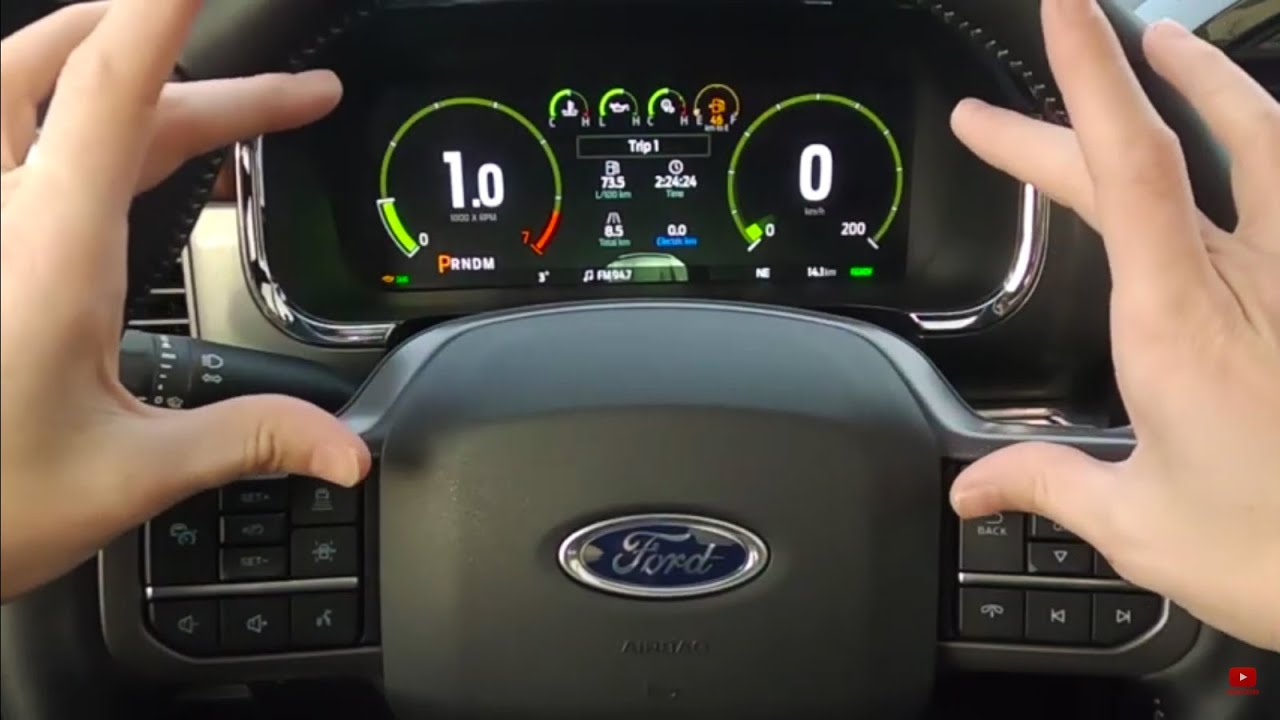 Steering Wheel Buttons and Instrument Cluster in the 2021 Ford F150 Lariat - 2021 ford f150 lariat - ford f150 lariat 2022 - ford f150 technology