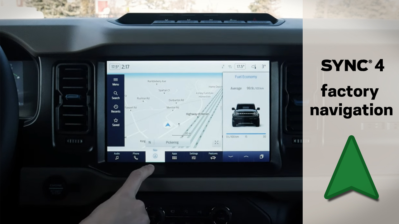 How to use factory navigation in the Ford Bronco